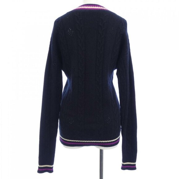 Authentic CHANEL Cashmere Logo Embroidered Preppy Cable Knit Jumper Pullover Top - Picture 2 of 9